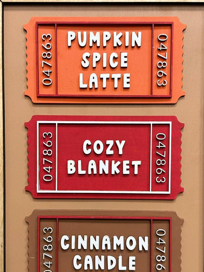 Seasonal Fall Word Tickets Wall Decor - Nifty Decor & More
