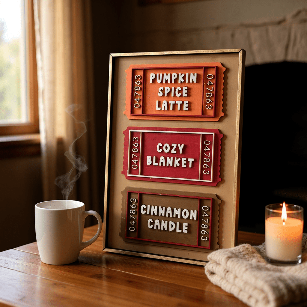 Seasonal Fall Word Tickets Wall Decor - Nifty Decor & More