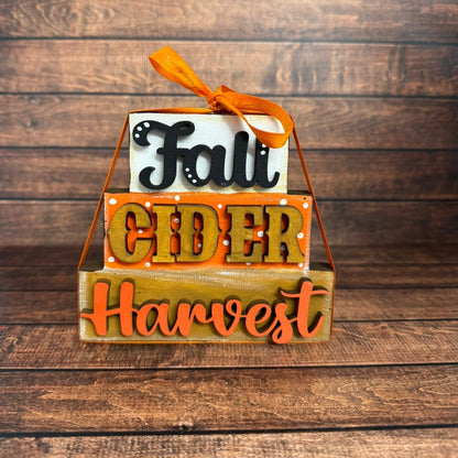Seasonal Mini Word Stackers Table decor Cider