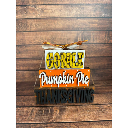 Seasonal Mini Word Stackers Table decor Pumpkin Pie