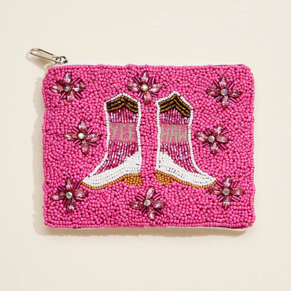 Seed Bead Coin Purses, Bow, Checker & Western Print, Perfect Small Wallet for Her, Preppy and Trendy - Nifty Decor & More