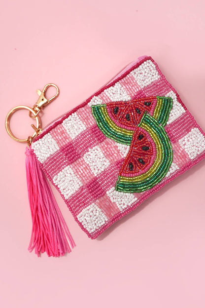 Seed Bead Coin Purses, Bow, Checker & Western Print, Perfect Small Wallet for Her, Preppy and Trendy - Nifty Decor & More
