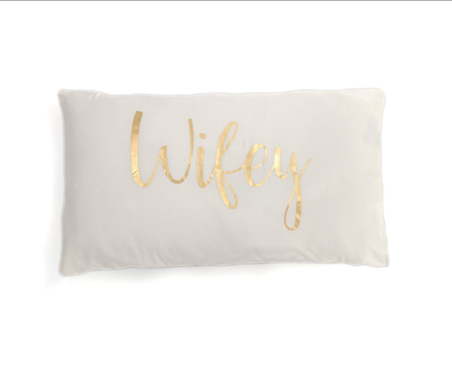 SET OF 2 "HUBBY/WIFEY" STANDARD PILLOW CASES, IVORY