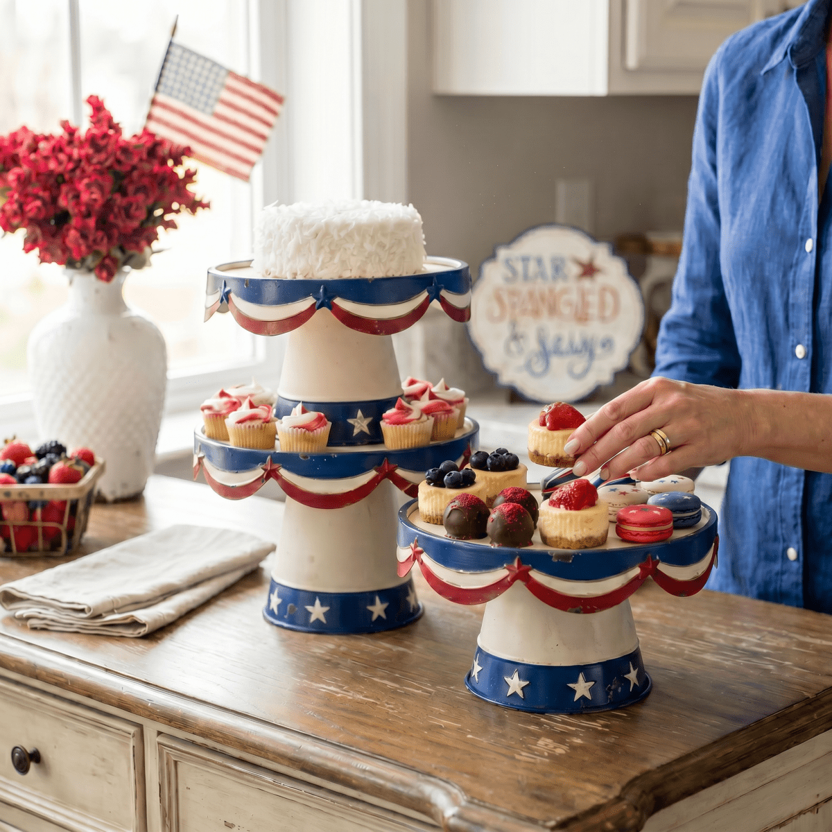 Set of 2 Patriotic Dessert Stands - Nifty Decor & More