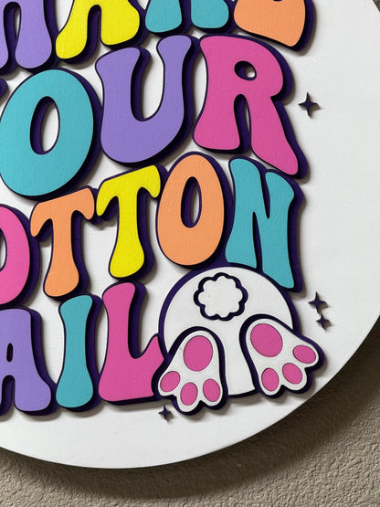 Shake Your Cotton Tail Hanger | Easter Spring Wall Decor for Home | Cute Seasonal Hanging Sign - Nifty Decor & More