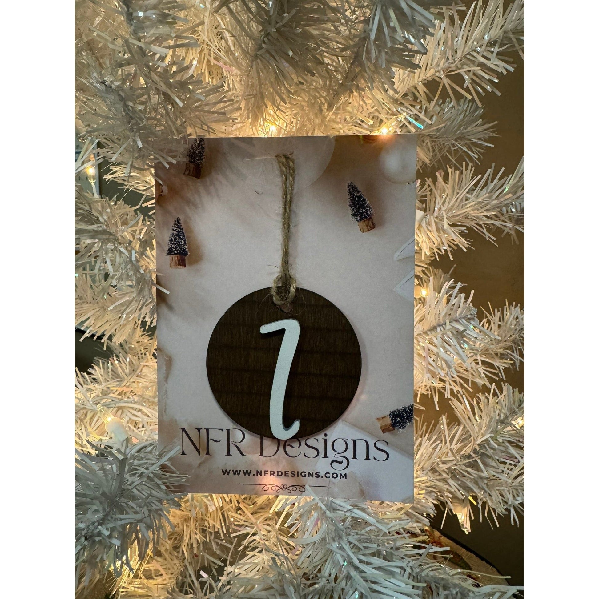 Shiplap Initial Christmas Ornament - Cursive Font - Nifty Decor & More