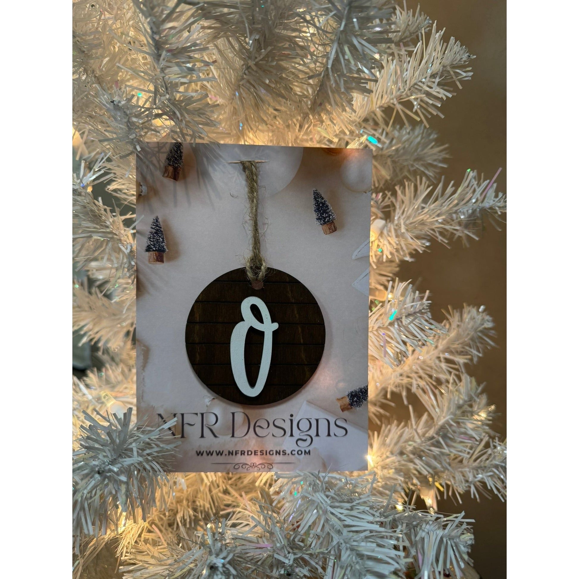 Shiplap Initial Christmas Ornament - Cursive Font - Nifty Decor & More
