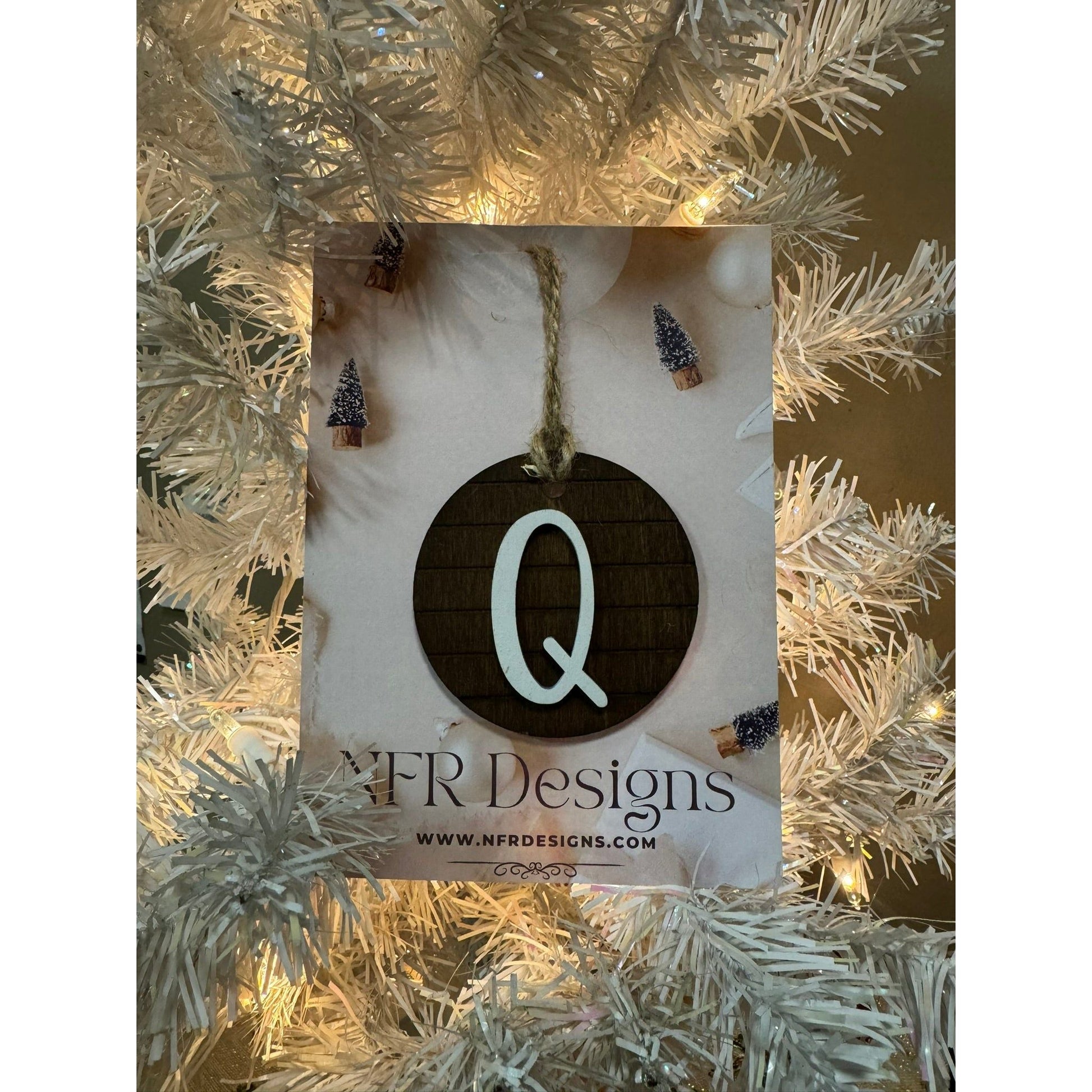 Shiplap Initial Christmas Ornament - Cursive Font - Nifty Decor & More