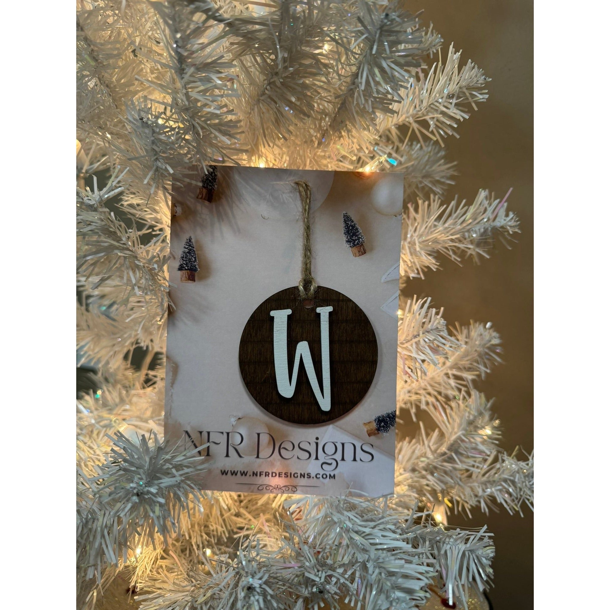 Shiplap Initial Christmas Ornament - Cursive Font - Nifty Decor & More