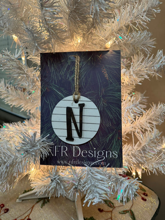 Shiplap Initial Christmas Ornament - Regular Font - Nifty Decor & More