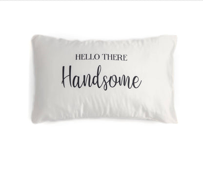 Shiraleah Set Of 2 "Good Morning Gorgeous / Hello There Handsome" Standard Pillow Cases,Ivory