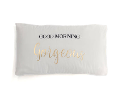 Shiraleah Set Of 2 "Good Morning Gorgeous / Hello There Handsome" Standard Pillow Cases,Ivory