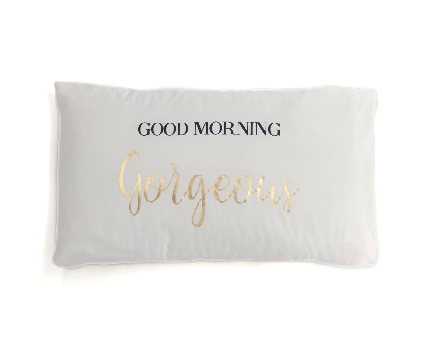 Shiraleah Set Of 2 "Good Morning Gorgeous / Hello There Handsome" Standard Pillow Cases,Ivory - Nifty Decor & More