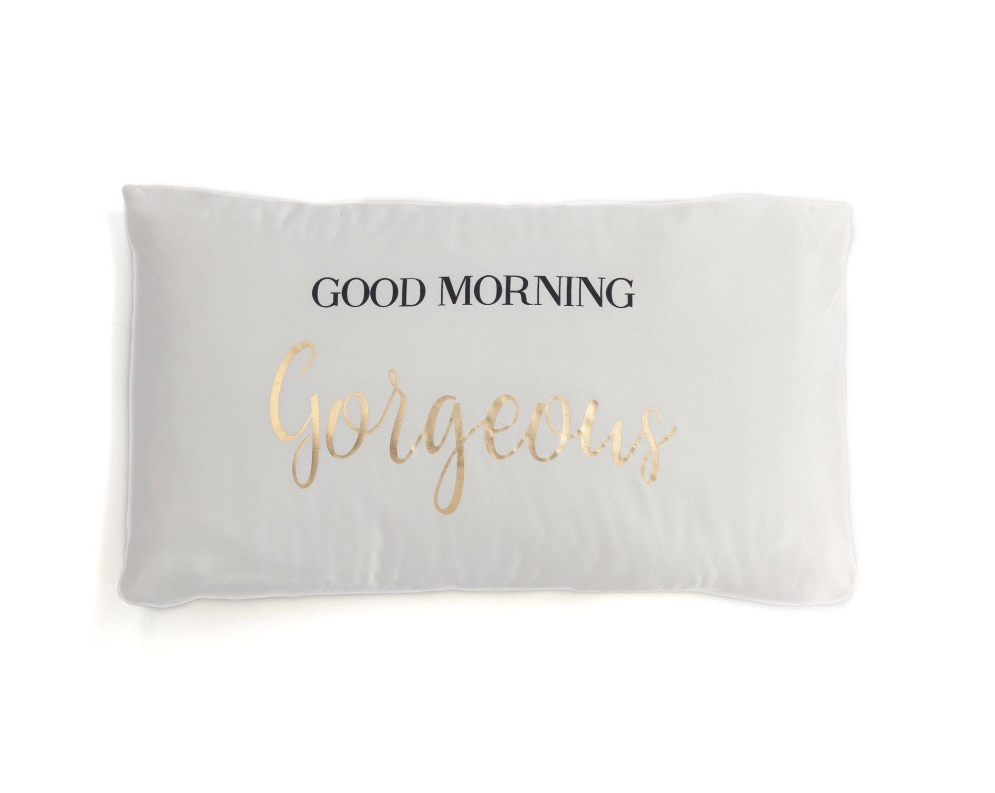 Shiraleah Set Of 2 "Good Morning Gorgeous / Hello There Handsome" Standard Pillow Cases,Ivory - Nifty Decor & More
