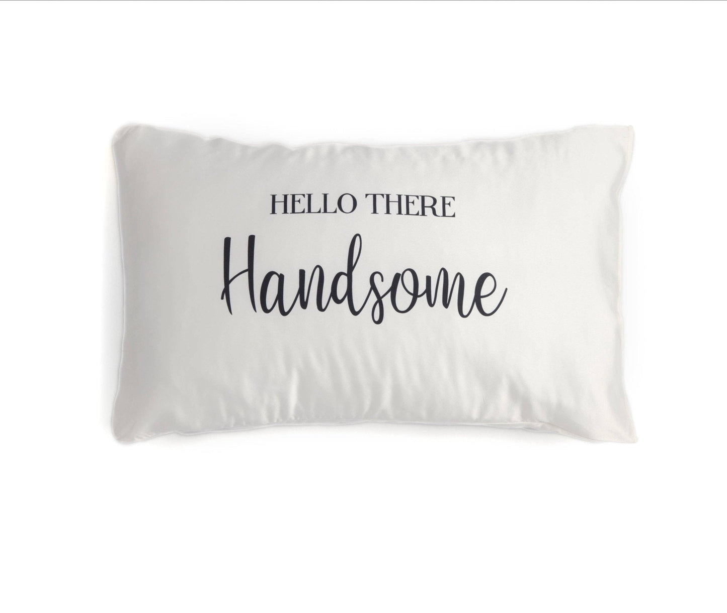 Shiraleah Set Of 2 "Good Morning Gorgeous / Hello There Handsome" Standard Pillow Cases,Ivory - Nifty Decor & More