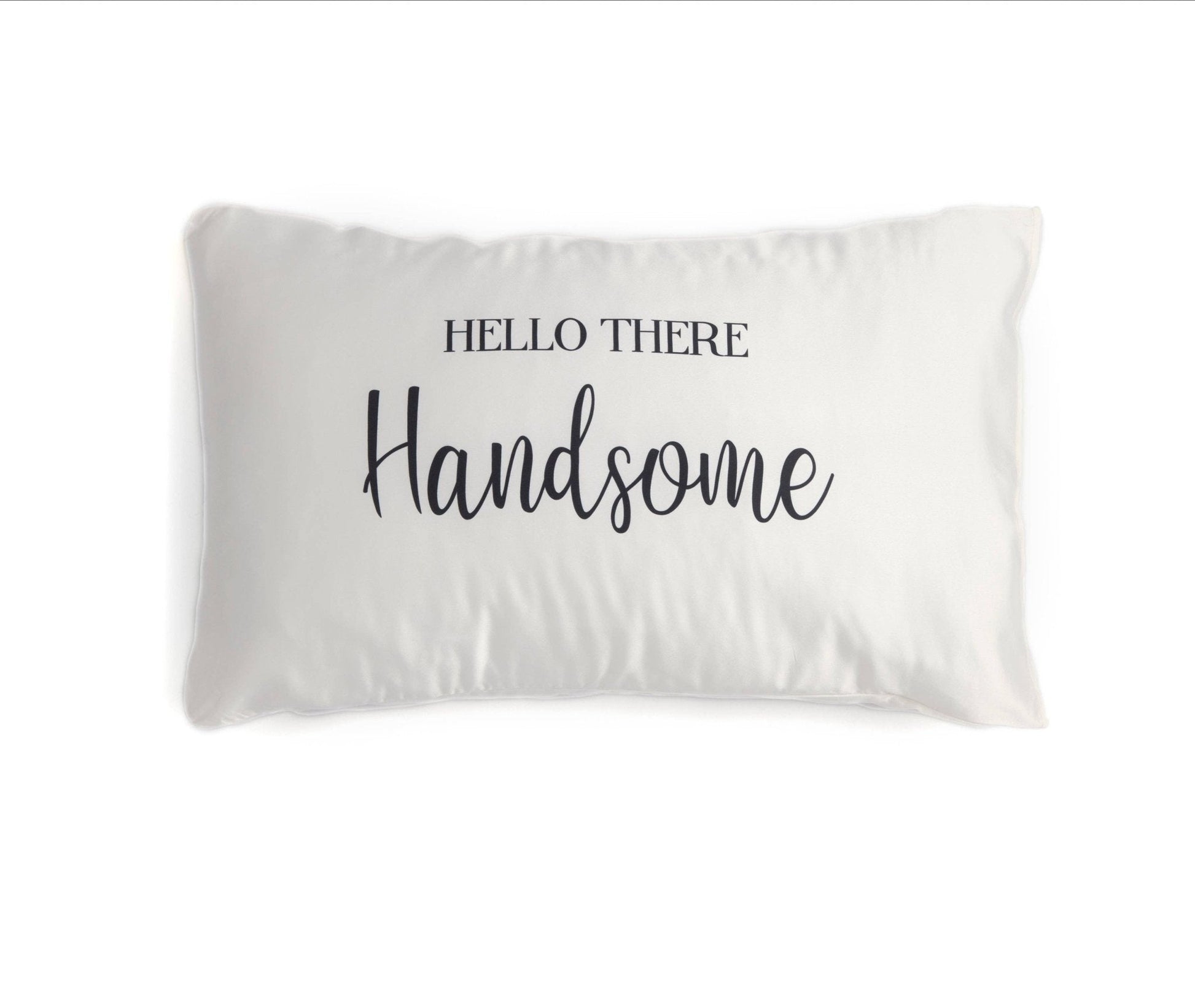 Shiraleah Set Of 2 "Good Morning Gorgeous / Hello There Handsome" Standard Pillow Cases,Ivory - Nifty Decor & More