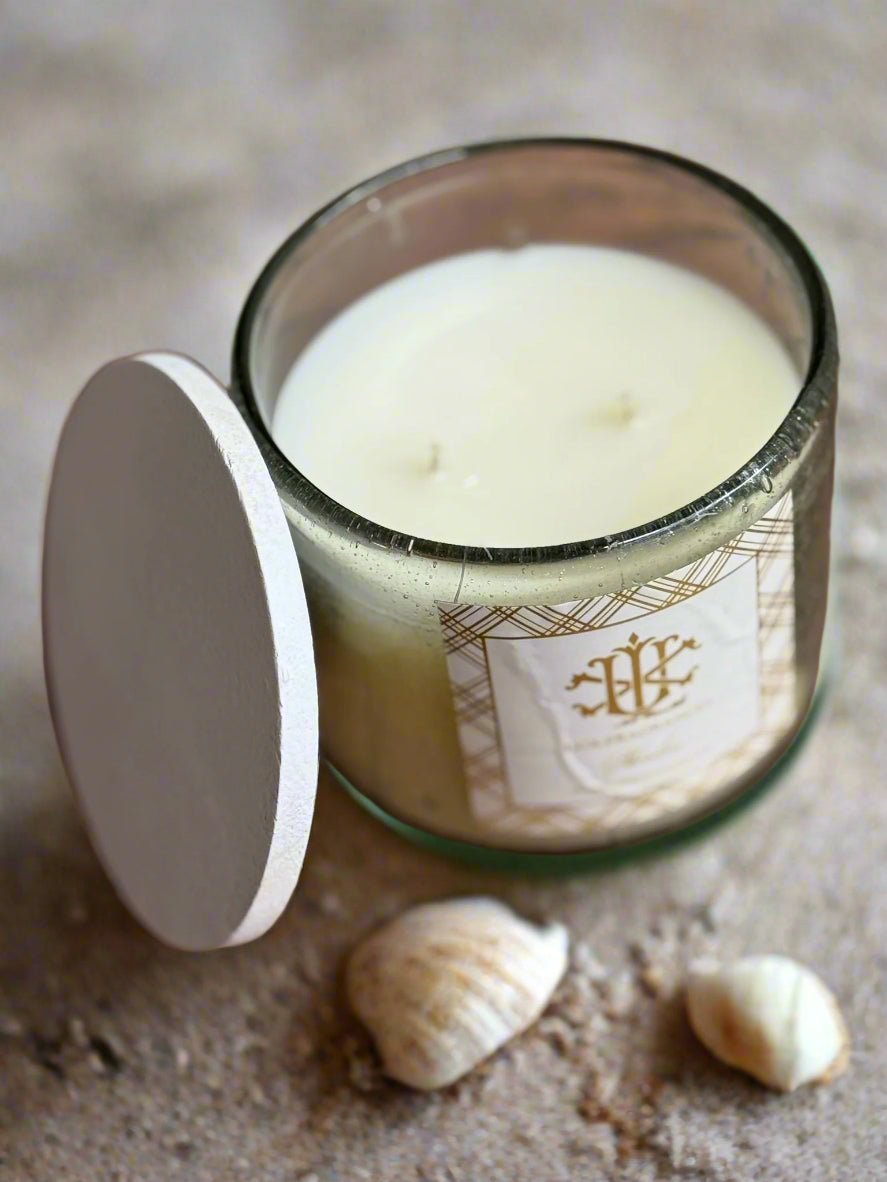 Shoreline 12oz Luxury Glass Candle - 100 - Hour Burn Time, Fresh Ocean Salt & Water Lily Scent - Nifty Decor & More