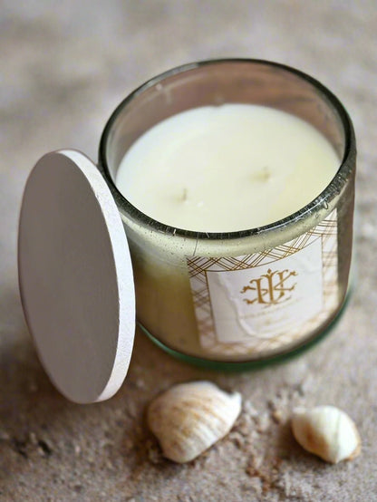 Shoreline 12oz Luxury Glass Candle - 100 - Hour Burn Time, Fresh Ocean Salt & Water Lily Scent - Nifty Decor & More