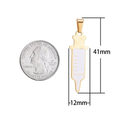 Shot Nurse Charm Gold Filled Shot SYRINGE Charms Nurse RN Doctor Medical Themed Pendant Gift idea for Jewelry Making J-412