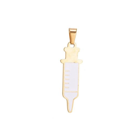 Shot Nurse Charm Gold Filled Shot SYRINGE Charms Nurse RN Doctor Medical Themed Pendant Gift idea for Jewelry Making J - 412 - Nifty Decor & More