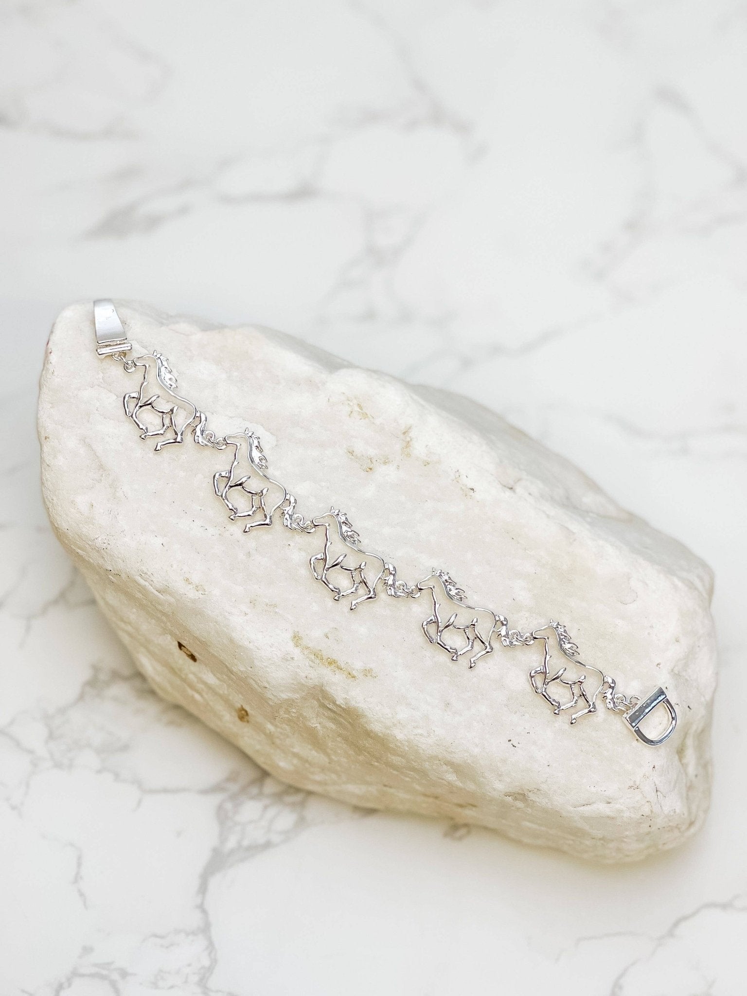 Silver Horse Charm Magnetic Bracelet, therapeutic and trendy, everyday wear, great gift for equestrian fans - Nifty Decor & More