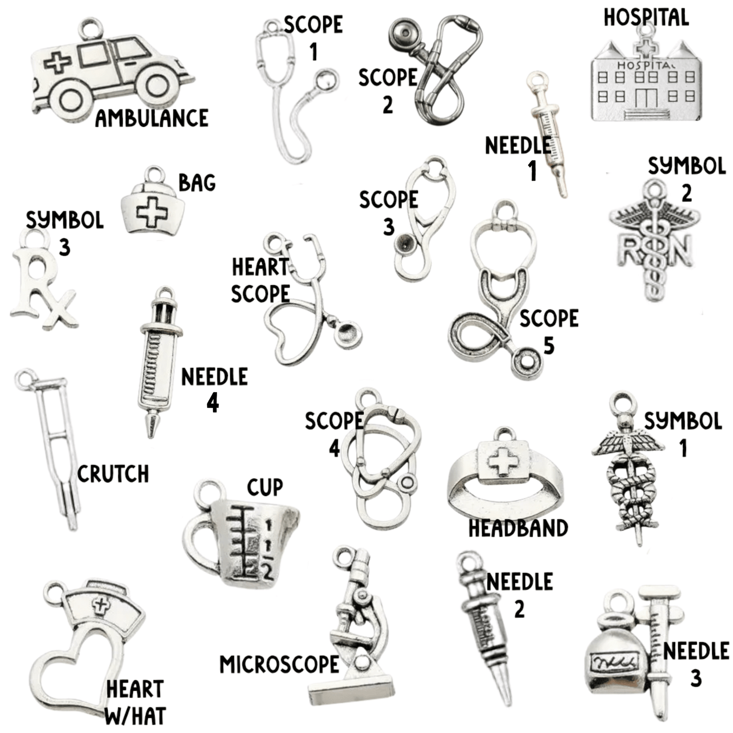 Silver Nurse Pendant Charms, Shiny Healing Symbol Necklace, Thoughtful Gift for Nurses & Caregivers - Nifty Decor & More