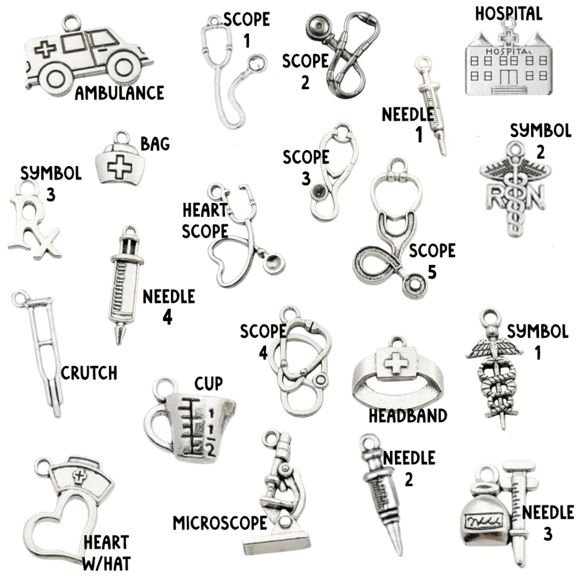 Silver Nurse Pendant Charms, Shiny Healing Symbol Necklace, Thoughtful Gift for Nurses & Caregivers - Nifty Decor & More