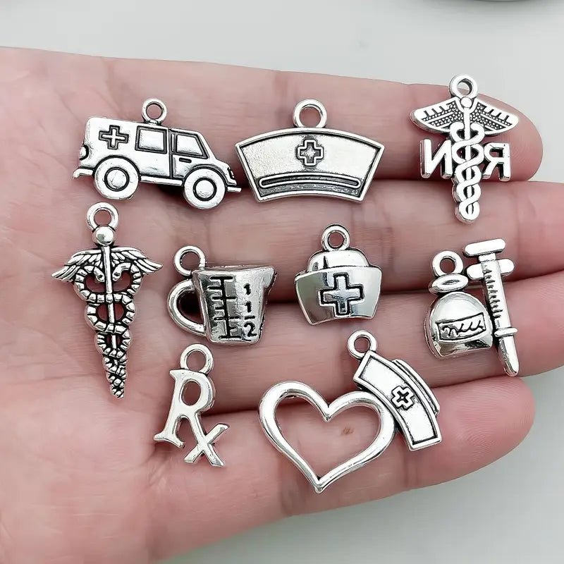 Silver Nurse Pendant Charms, Shiny Healing Symbol Necklace, Thoughtful Gift for Nurses & Caregivers - Nifty Decor & More