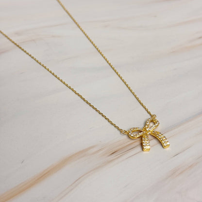 Simply Shine Bow Necklace, Delicate Chic Preppy Design for Stylish Women, Great Gift for Anniversaries or Holidays Necklace