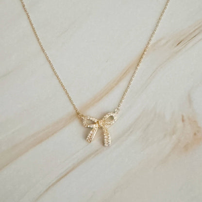 Simply Shine Bow Necklace, Delicate Chic Preppy Design for Stylish Women, Great Gift for Anniversaries or Holidays Necklace
