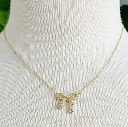 Simply Shine Bow Necklace, Delicate Chic Preppy Design for Stylish Women, Great Gift for Anniversaries or Holidays Necklace