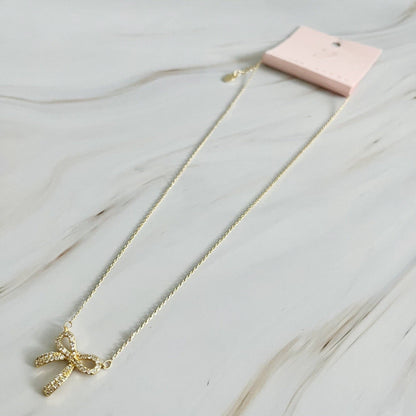 Simply Shine Bow Necklace, Delicate Chic Preppy Design for Stylish Women, Great Gift for Anniversaries or Holidays Necklace