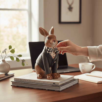 Sitting Bunny Rabbit with Harlequin Bow Tie - Nifty Decor & More