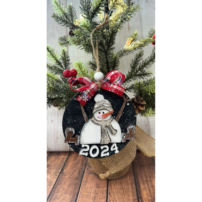 Sitting Snowman Ornament - Nifty Decor & More