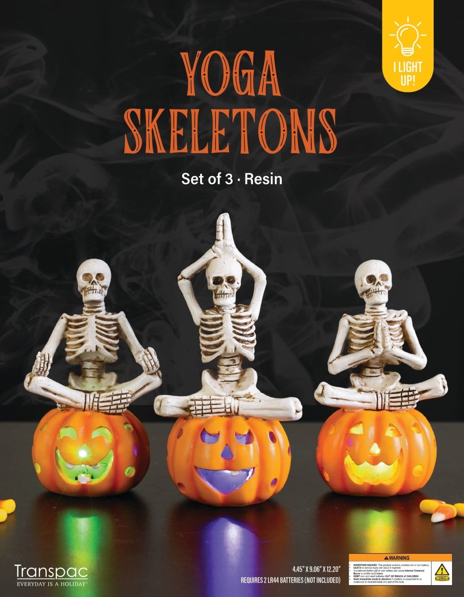 Skeletons on Pumpkins Halloween Resin Lighted White/Orange - Nifty Decor & More