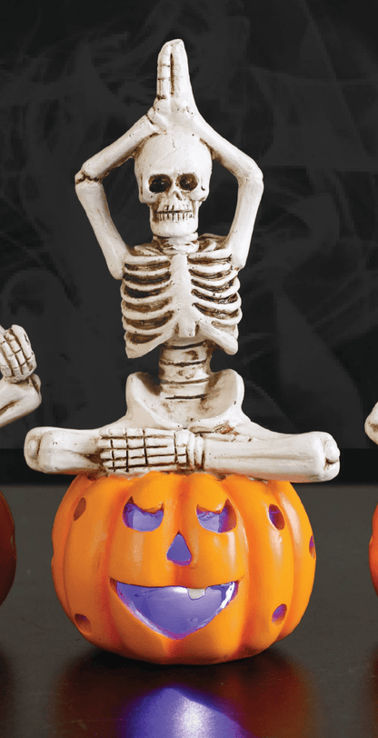 Skeletons on Pumpkins Halloween Resin Lighted White/Orange - Nifty Decor & More