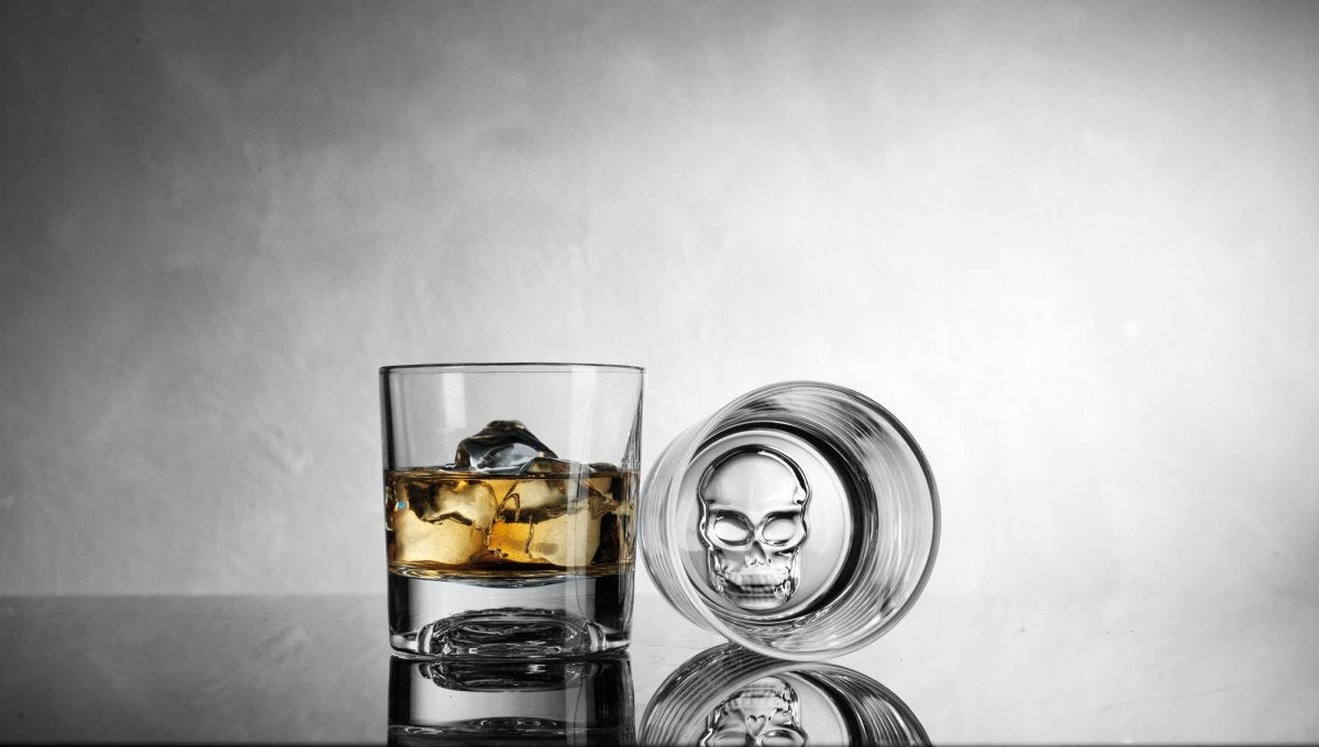 Skull Embossed Bottom Whiskey Glass Set of Two - Nifty Decor & More