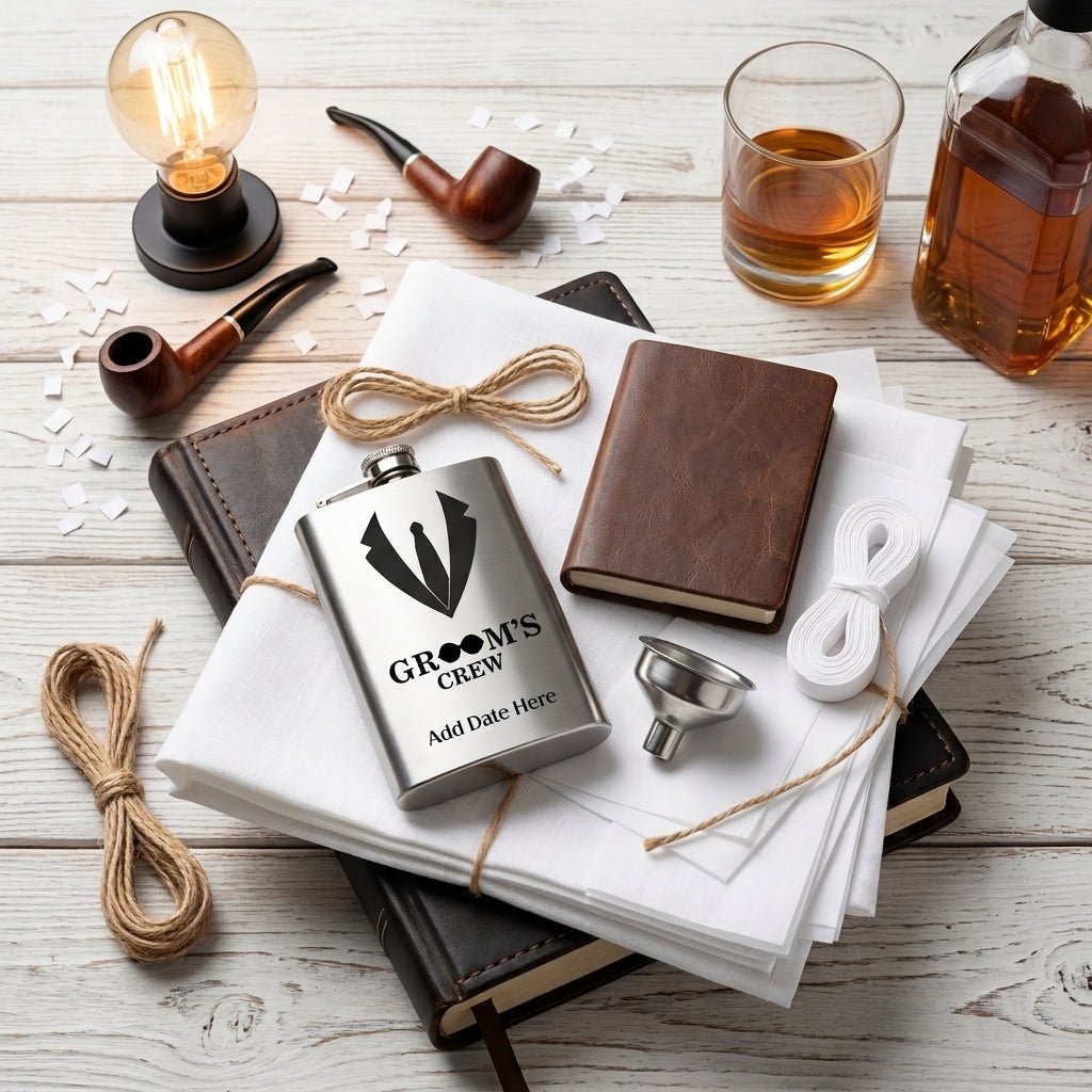 Sleek Personalized Black or Silver Flask, perfect engraved men’s birthday or groom anniversary, stylish men’s gift - Nifty Decor & More