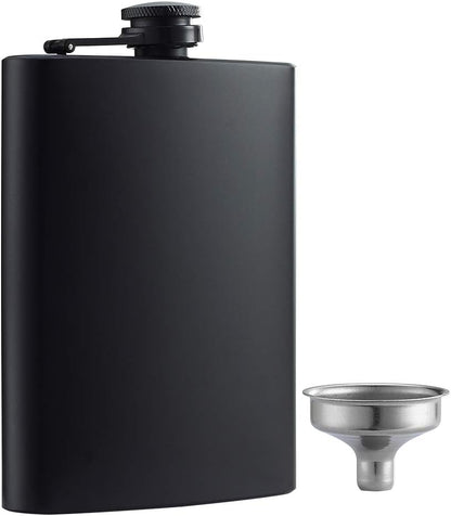 Sleek Personalized Black or Silver Flask, perfect engraved men’s birthday or groom anniversary, stylish men’s gift - Nifty Decor & More