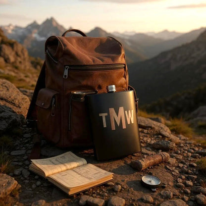 Sleek Personalized Matte Black Flask, perfect engraved men’s birthday or groom anniversary, stylish men’s gift Personalized Flask