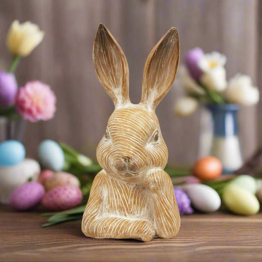Small Resin Thinking Bunny | Cute Spring Decor | Charming Bunny Figurine | Perfect for Easter & Home Decoration - Nifty Decor & More