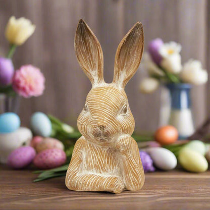 Small Resin Thinking Bunny | Cute Spring Decor | Charming Bunny Figurine | Perfect for Easter & Home Decoration - Nifty Decor & More