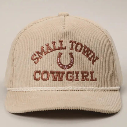 Small Town Cowgirl Corduroy Rope Sand Trucker Hat - Nifty Decor & More