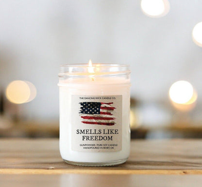 Smells Like Freedom Soy 4oz. Candle / 4th of July / Military Gift - Nifty Decor & More