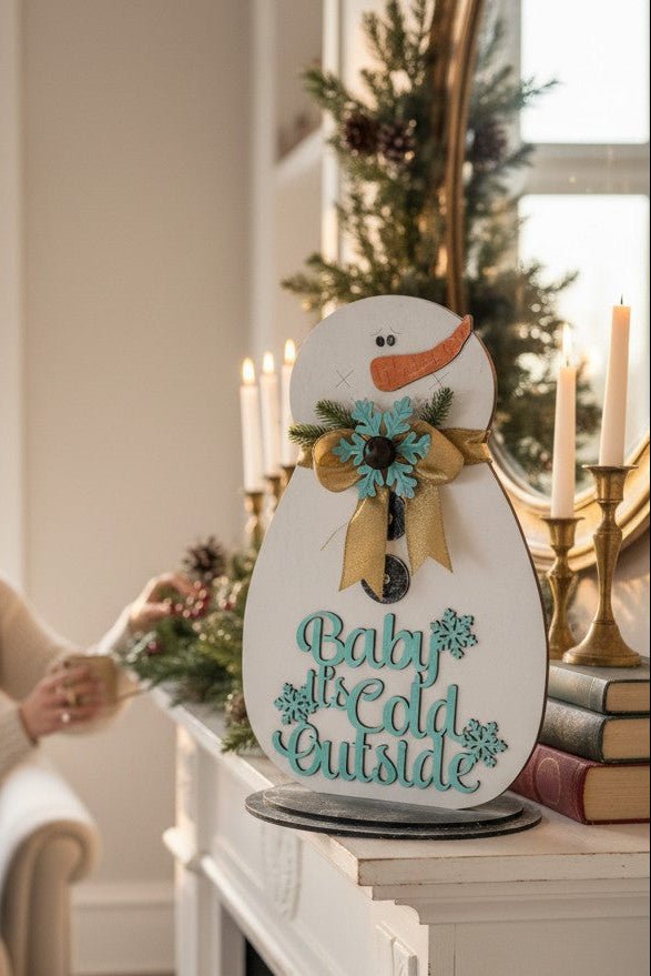 Snowman Baby it’s Cold Outside Christmas Shelf Sitter Winter Wood Decor - Nifty Decor & More