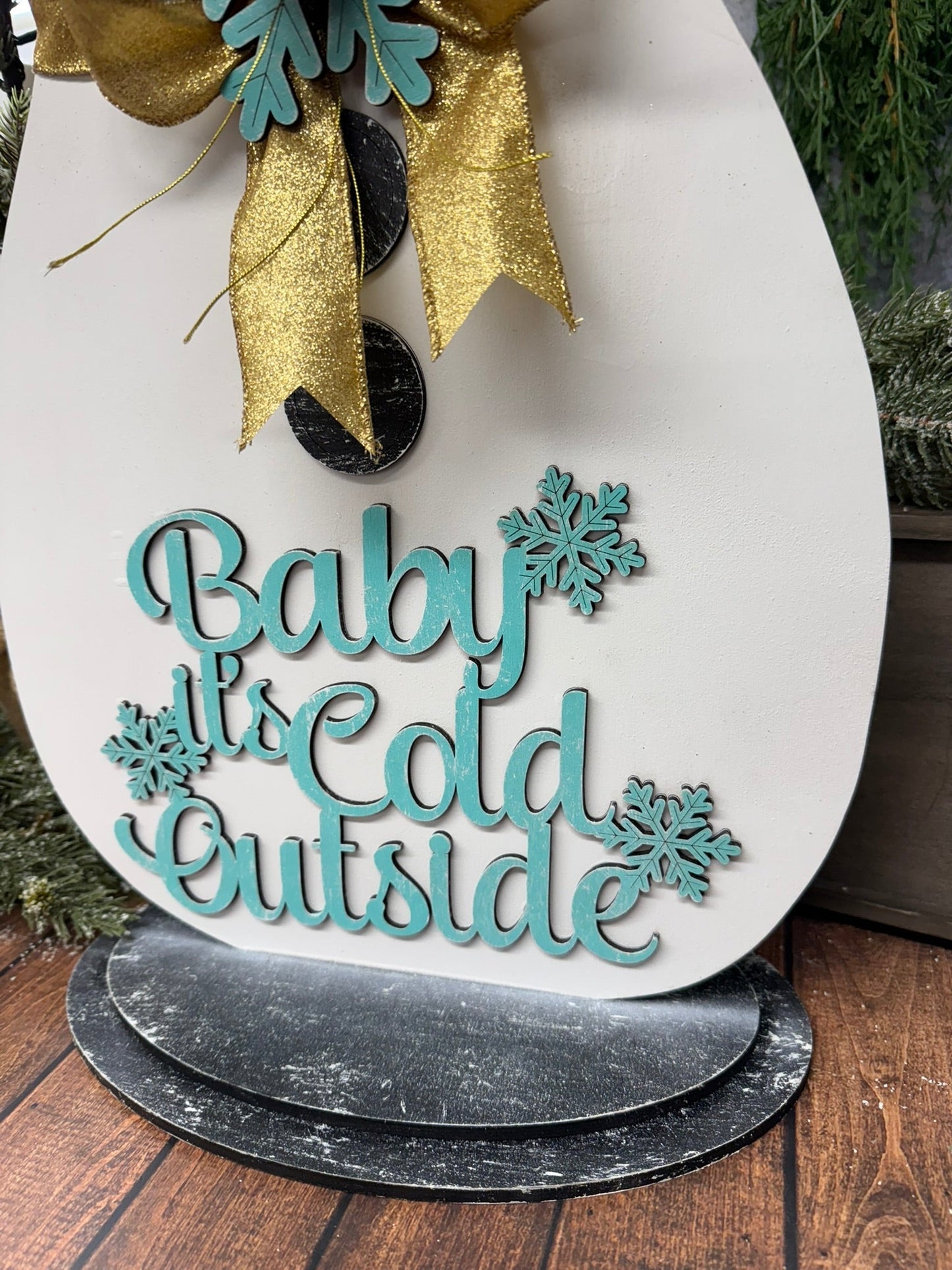Snowman Baby it’s Cold Outside Christmas Shelf Sitter Winter Wood Decor - Nifty Decor & More