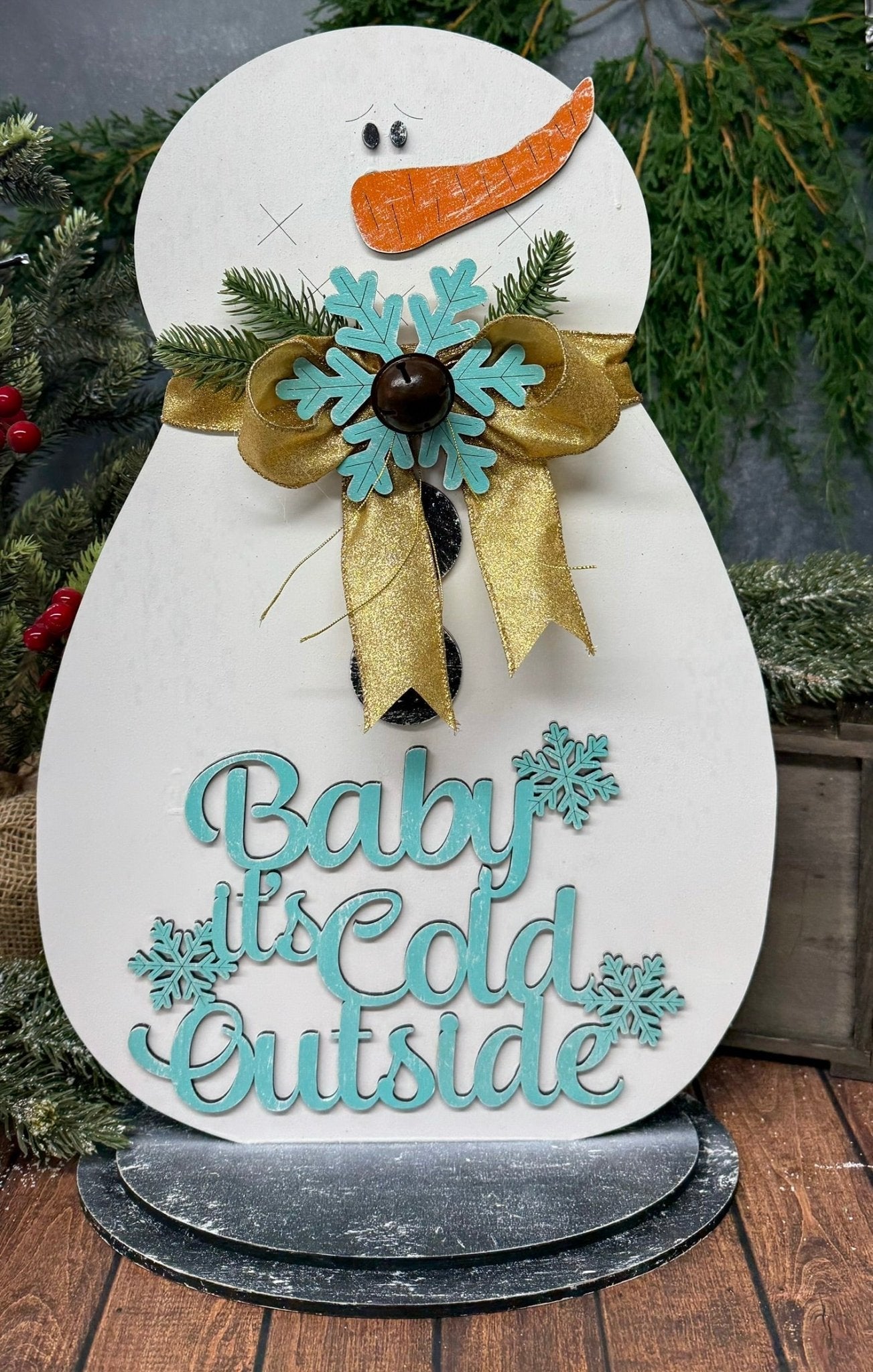 Snowman Baby it’s Cold Outside Christmas Shelf Sitter Winter Wood Decor - Nifty Decor & More