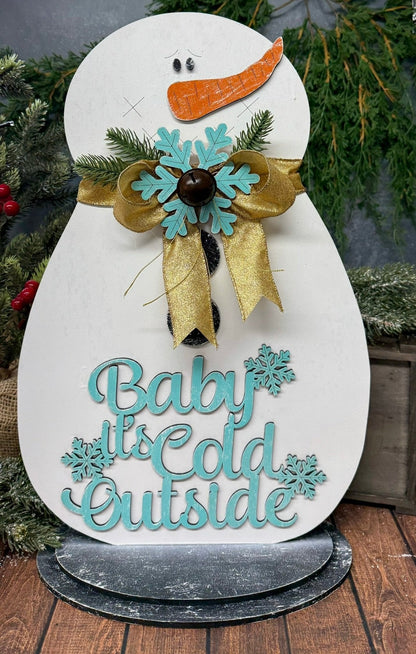 Snowman Baby it’s Cold Outside Christmas Shelf Sitter Winter Wood Decor - Nifty Decor & More