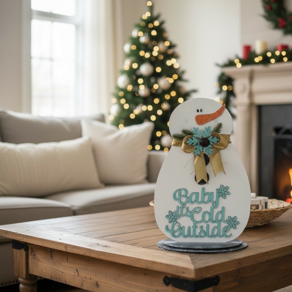 Snowman Baby it’s Cold Outside Christmas Shelf Sitter Winter Wood Decor - Nifty Decor & More