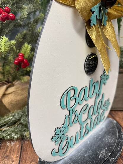 Snowman Baby it’s Cold Outside Christmas Shelf Sitter Winter Wood Decor - Nifty Decor & More